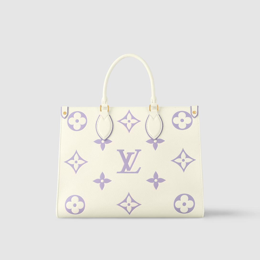 Túi Louis Vuitton Onthego Mm Da Bicolor Monogram Empreinte Nữ Trắng Tím